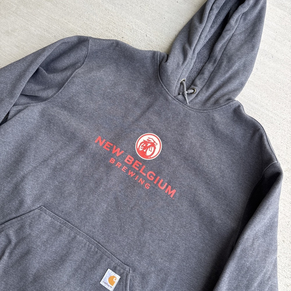 Carhartt Sweatshirt Mens XL Gray Loose Fit New Belgium Brewing Hooded Pullover